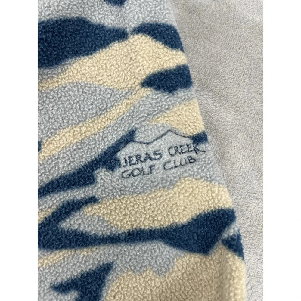 Adidas Camo Fleece Sweatshirt Men XL Blue Crew Neck Stretch Long Sleeve Pullover